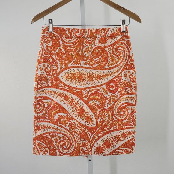 J. Crew Dresses & Skirts - J. CREW the pencil skirt paisley mini skirt Sz 0